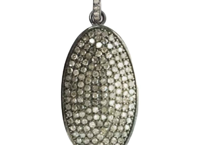 Moissanite Black Rhodium Plated Silver Oval Pendant