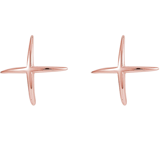 Rose Gold Plated Silver X Stud Earrings for Women