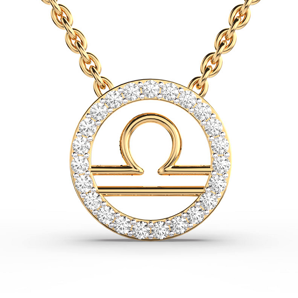 Moissanite Gold Plated Silver Libra Zodiac Pendant