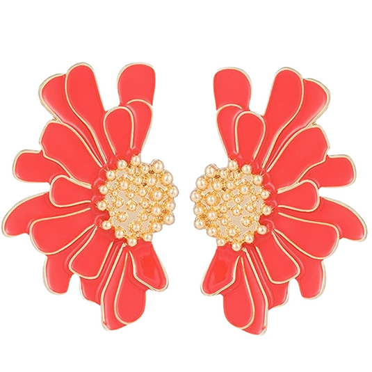 Gold Plated Silver Flower Stud Earrings for Women