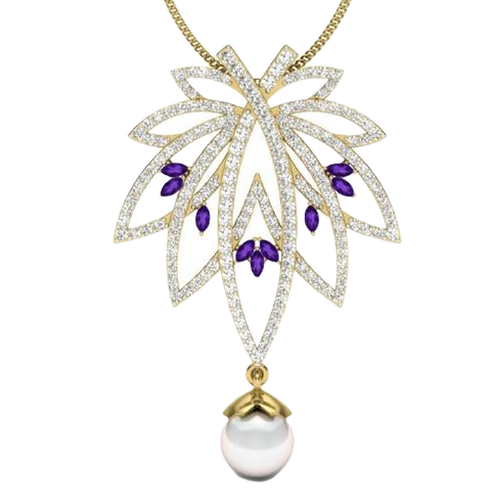 Multi Gemstone Gold Plated Silver Circular Love Pendant