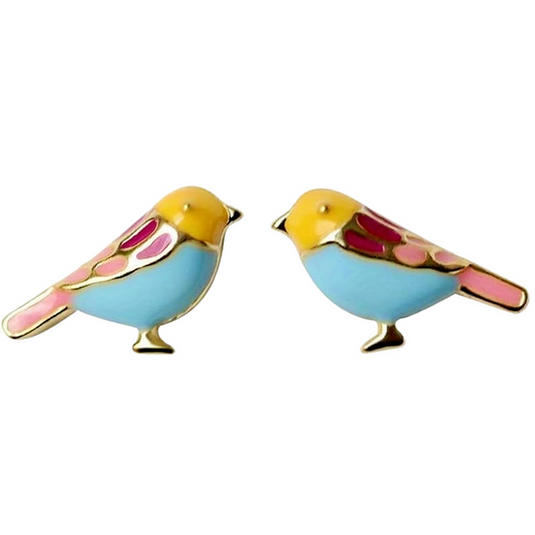 Gold Plated Silver Bird Stud Earrings for Women
