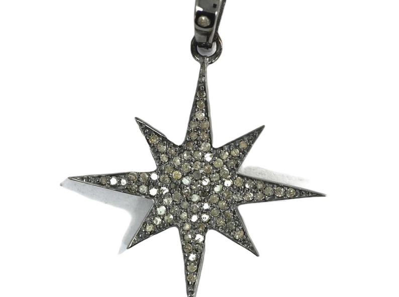 Moissanite Black Rhodium Plated Silver Star Pendant