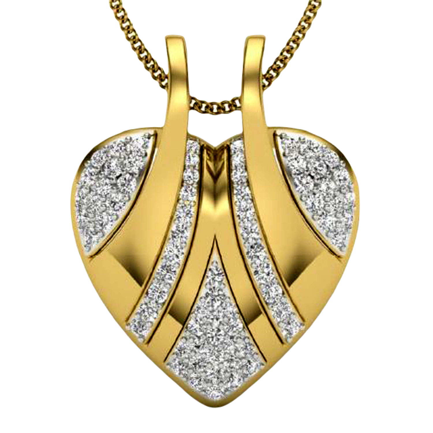 Moissanite Gold Plated Silver Art Deco Pendant