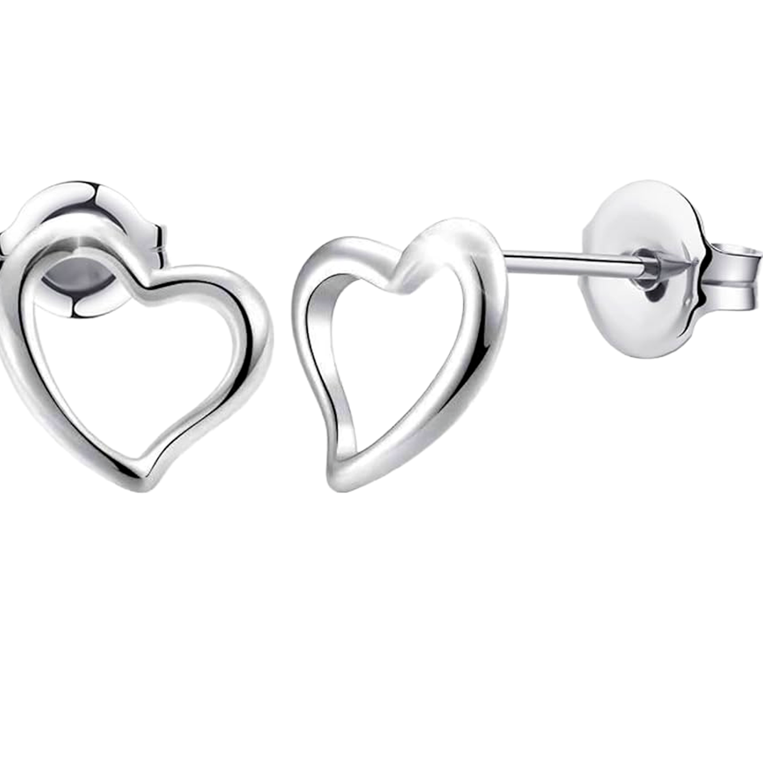 Sterling Silver Heart Stud Earrings for Women