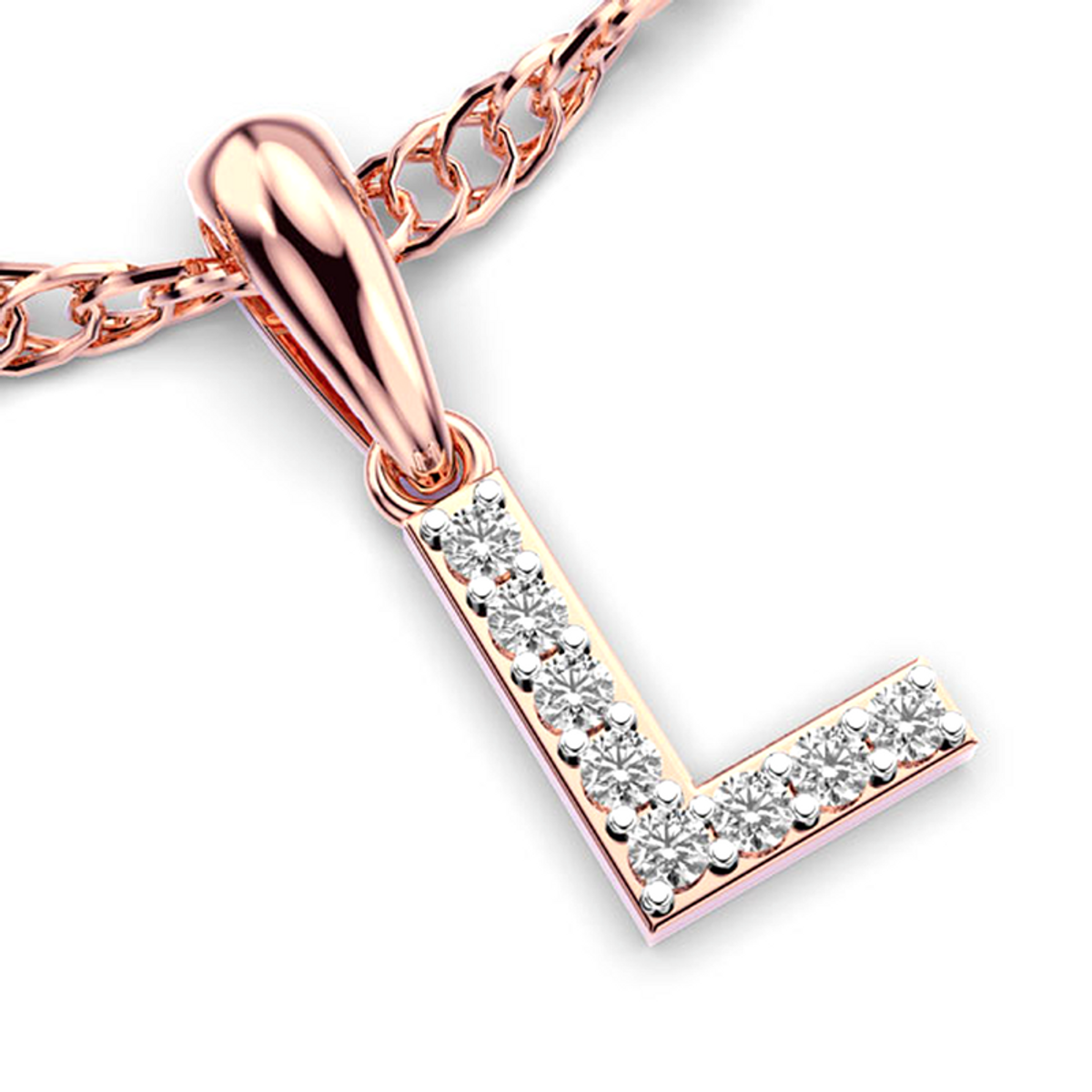 Moissanite Rose Gold Plated Silver Lovely 'L' Pendant