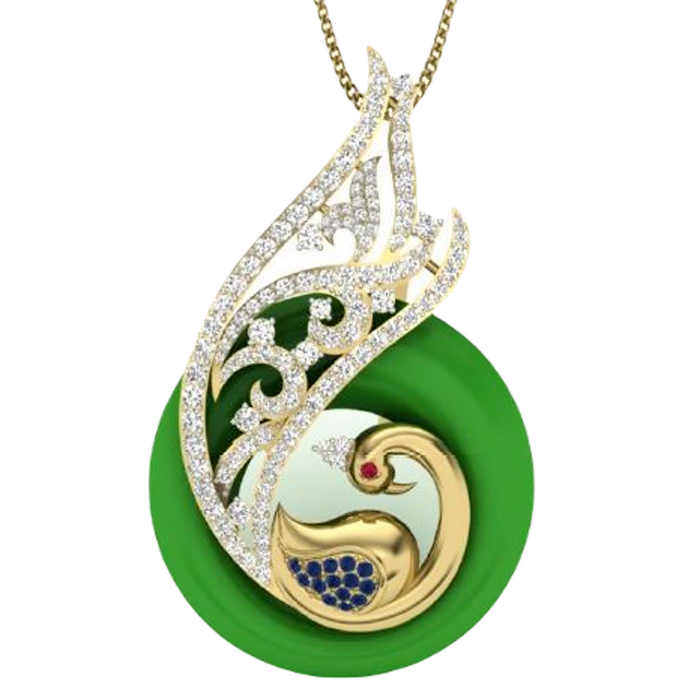 Multi Gemstone Gold Plated Silver Circular Love Pendant