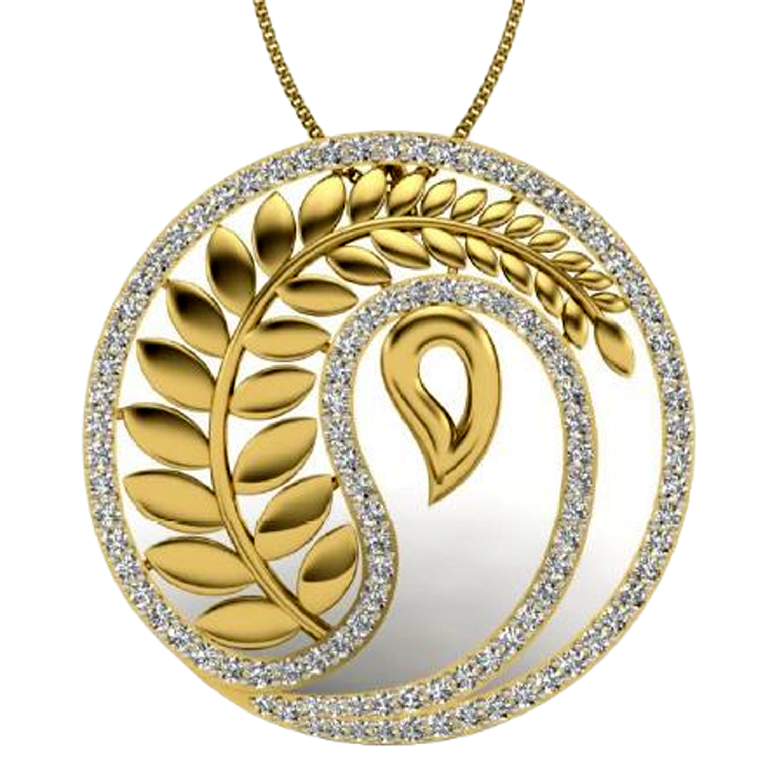 Moissanite Gold Plated Silver Geometric Studded Pendant