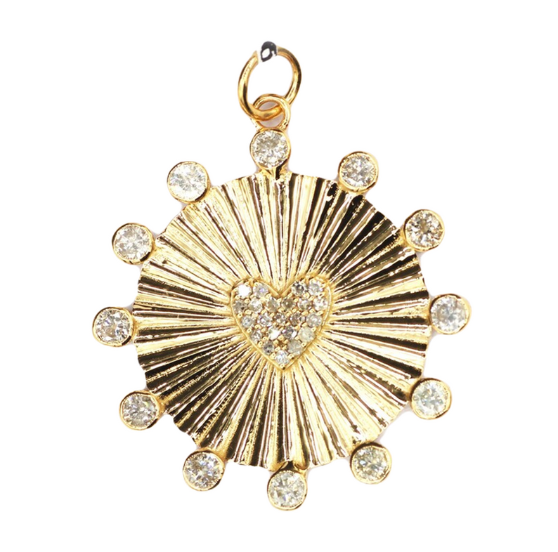 Moissanite Gold Plated Silver Round Pendant