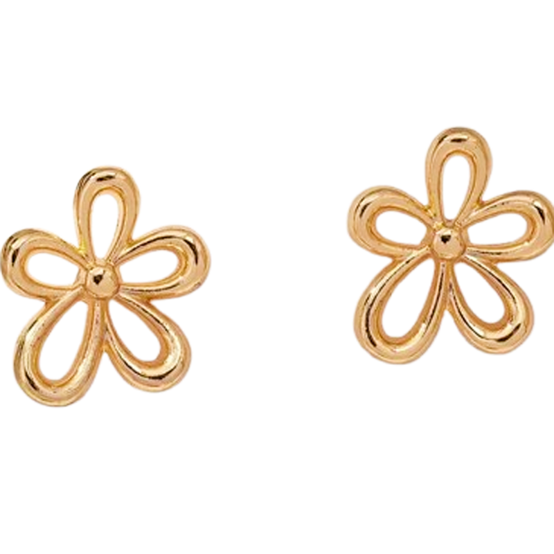 Gold Plated Silver Flower Stud Earrings for Women