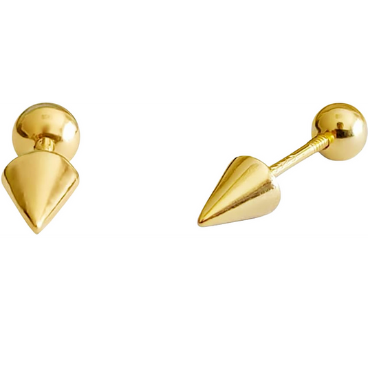 Gold Plated Silver Cone Stud Earrings for Women