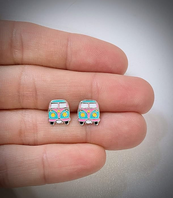 Sterling Silver Bus Stud Earrings for Women