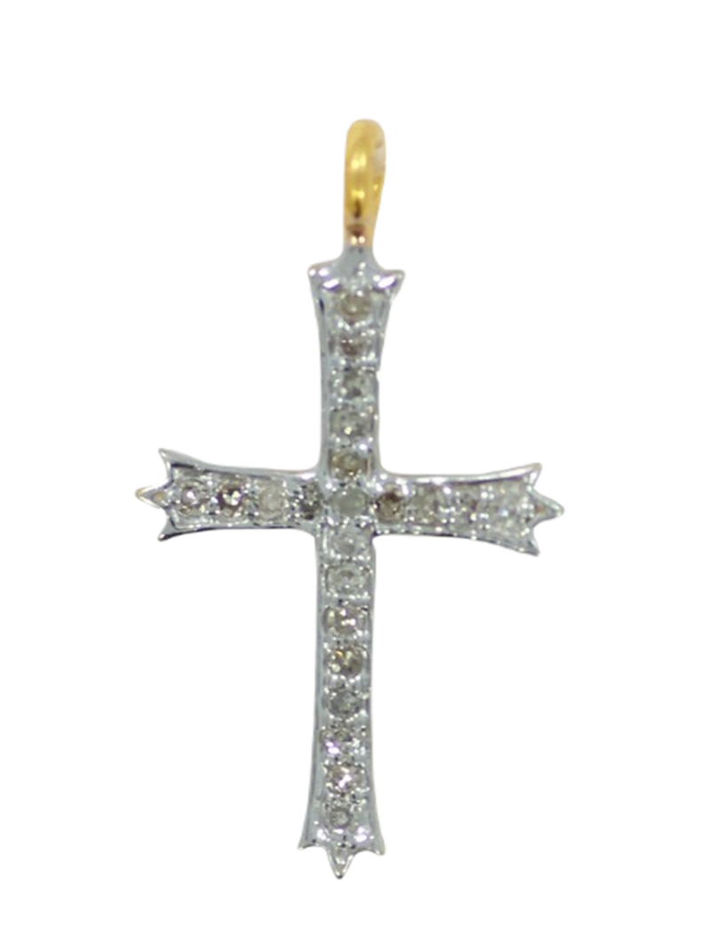 Moissanite Gold Plated Silver Cross Pendant