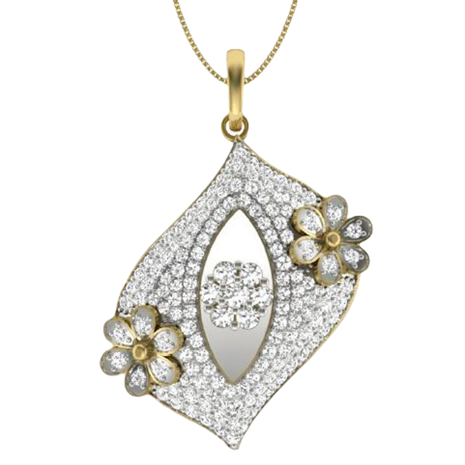 Moissanite Gold Plated Silver Art Deco Pendant