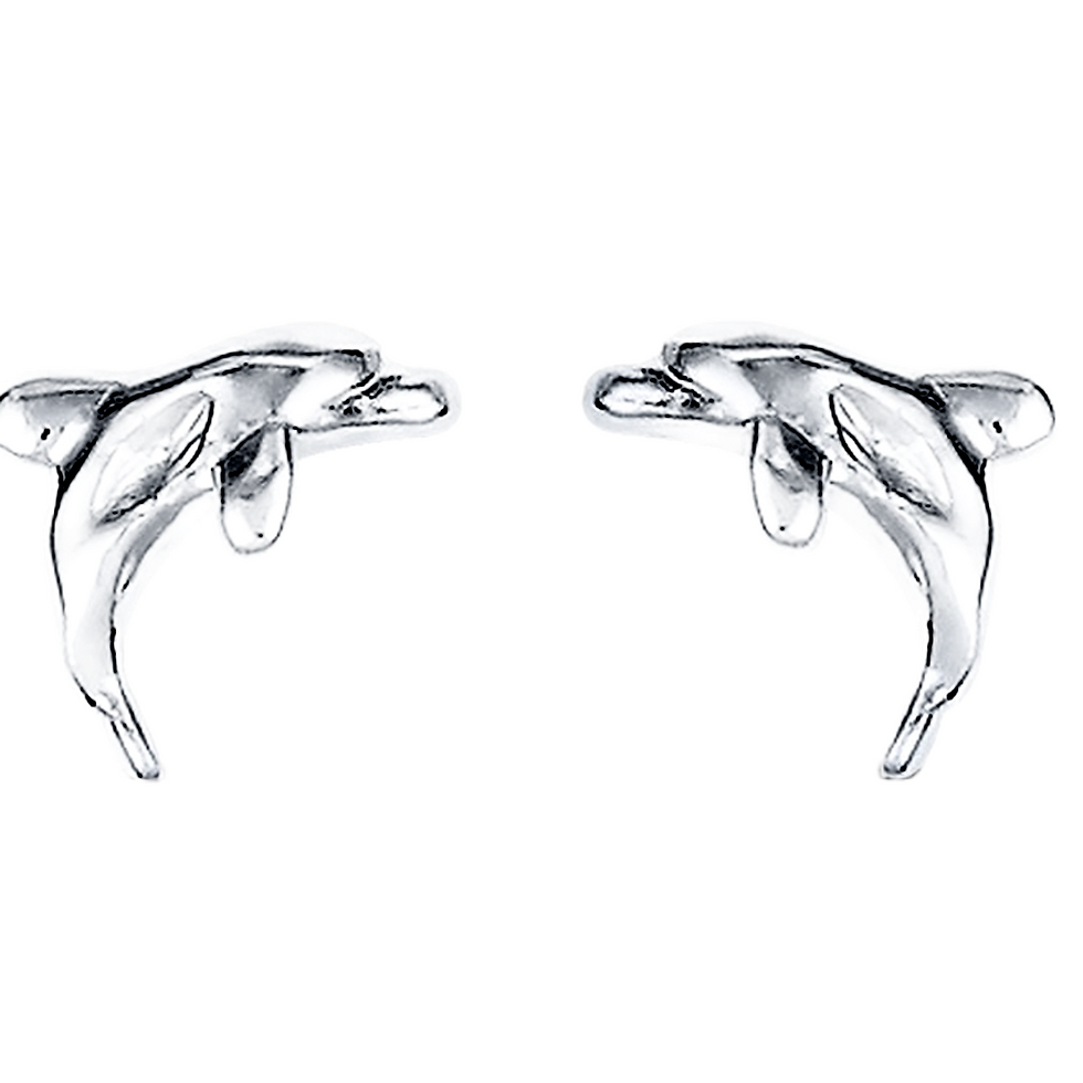 Sterling Silver Dolphin Stud Earrings for Women
