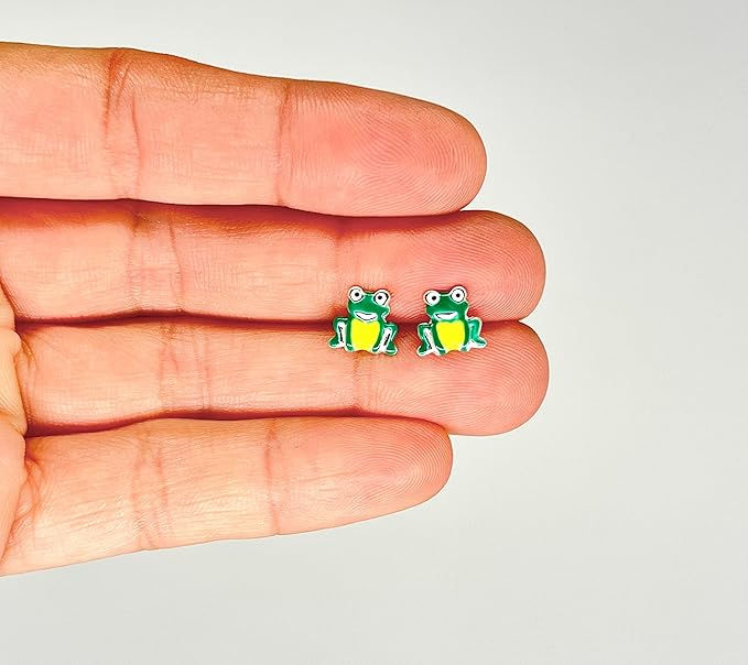 Sterling Silver Frog Stud Earrings for Women