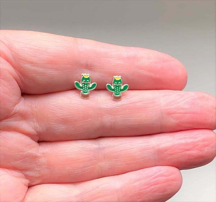 Sterling Silver Cactus Stud Earrings for Women