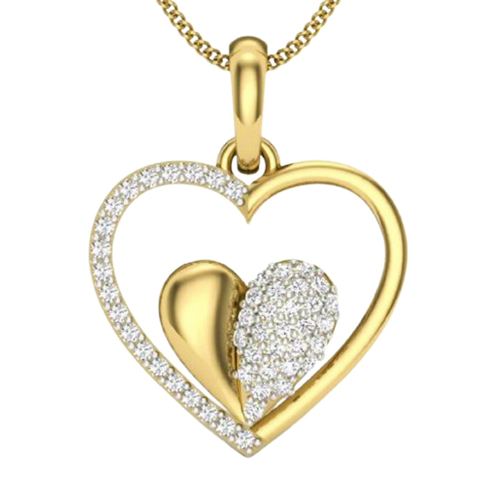 Moissanite Gold Plated Silver Structured Pendant