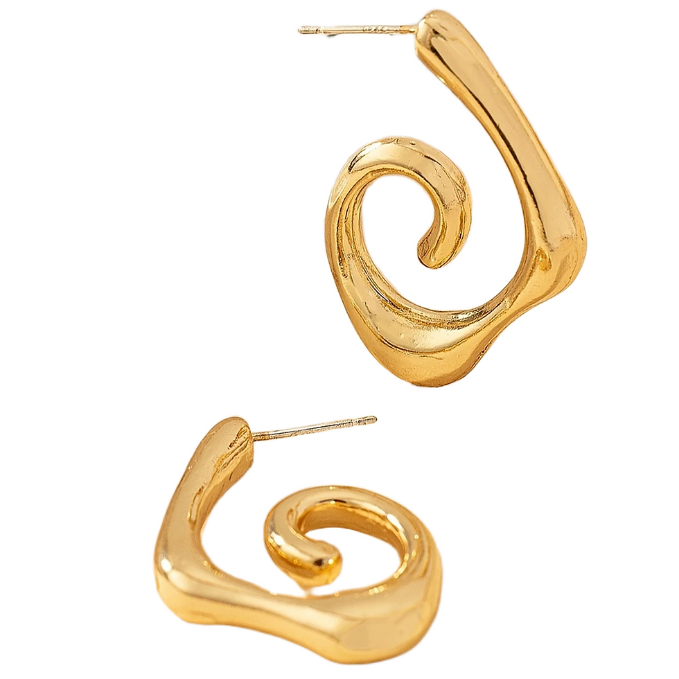 Gold Plated Silver Spiral Stud Earrings for Women