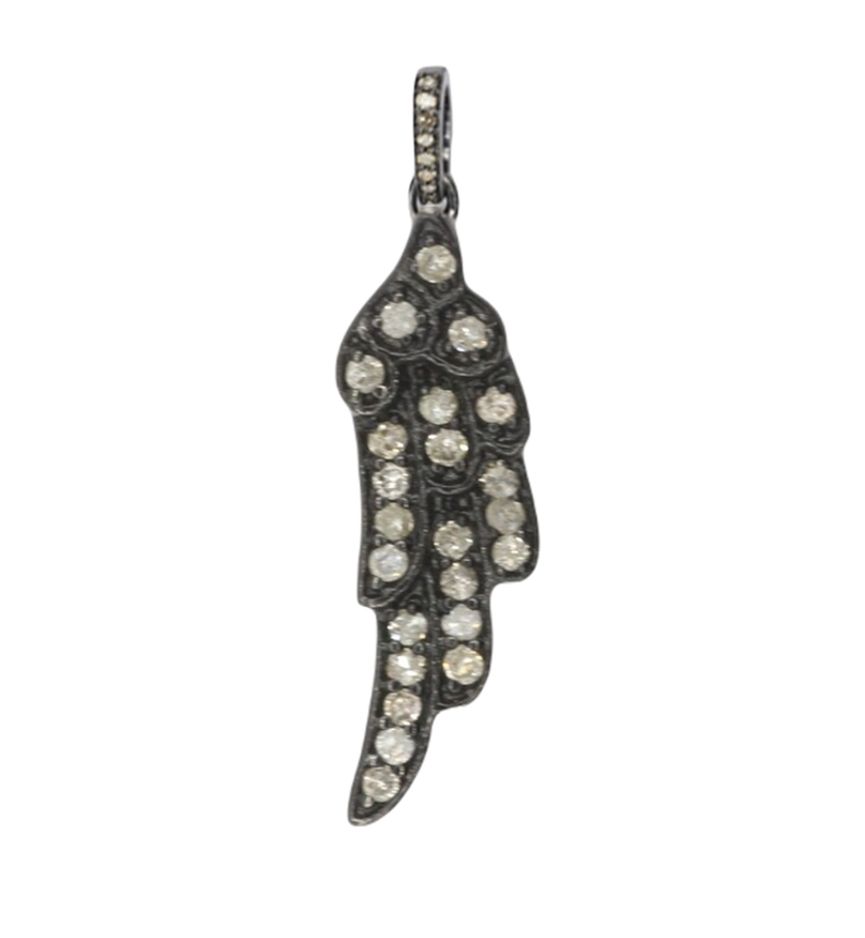 Moissanite Black Rhodium Plated Silver Wings Pendant