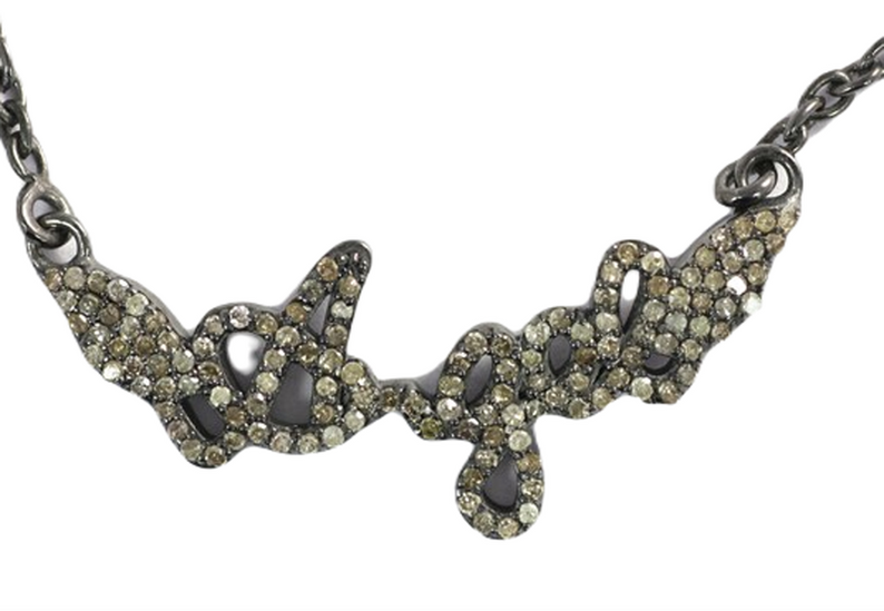 Moissanite Black Rhodium Plated Silver Angel Pendant