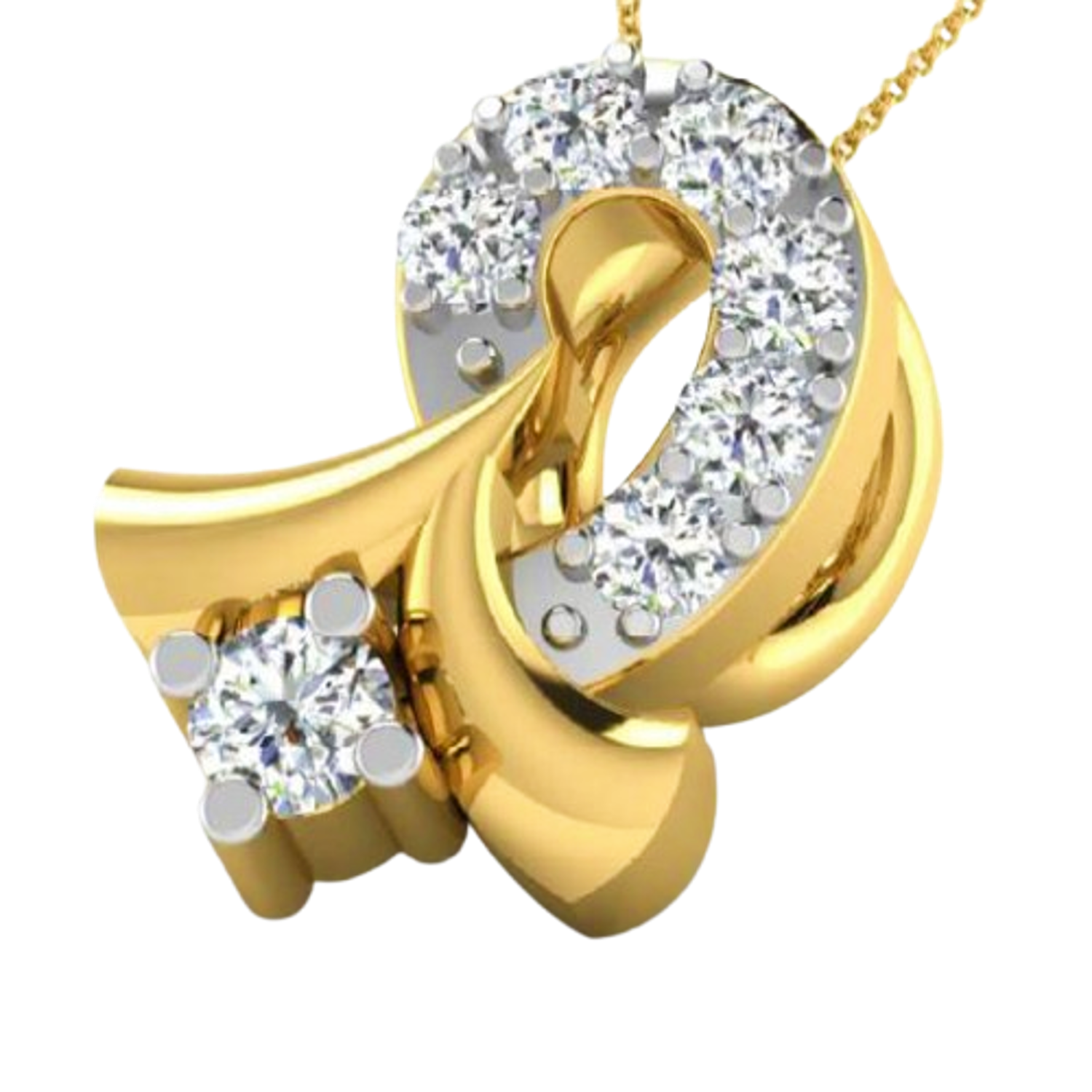 Moissanite Gold Plated Silver Aurora Pendant