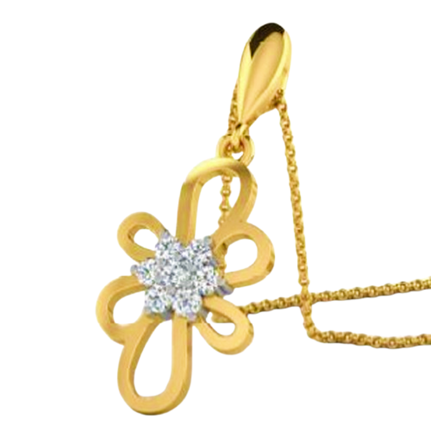 Moissanite Gold Plated Silver Structured Pendant