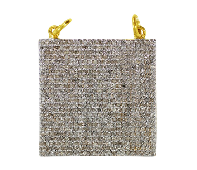 Moissanite Gold Plated Silver Square Pendant