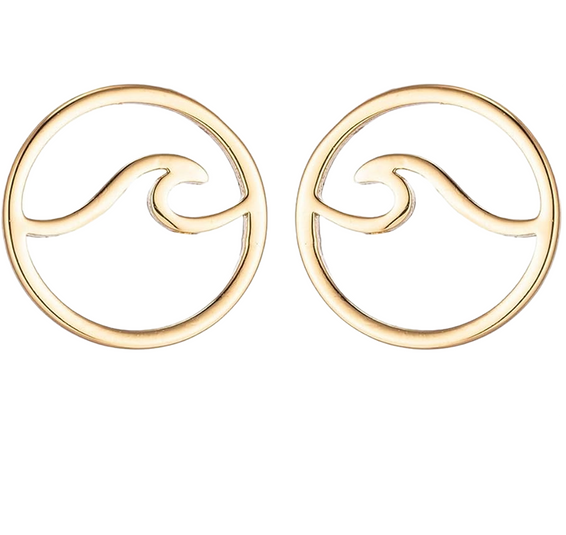 Gold Plated Silver Round Stud Earrings for Women