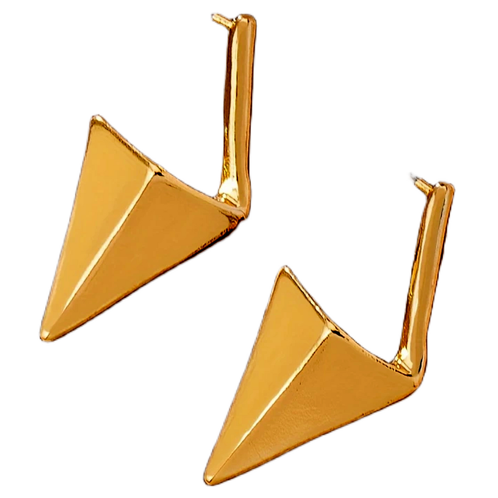 Gold Plated Silver Triangle Stud Earrings for Women