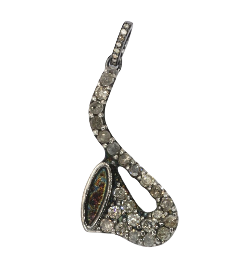 Moissanite Black Rhodium Plated Silver Fancy Pendant