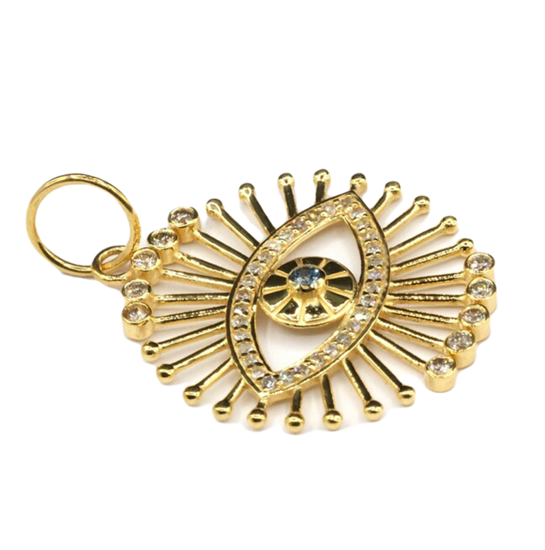 Moissanite Gold Plated Silver Evil Eye Pendant