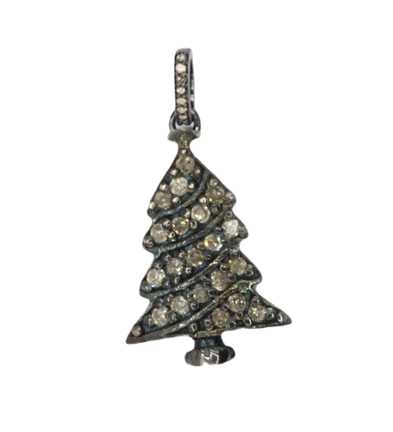 Moissanite Black Rhodium Plated Silver X Tree Pendant