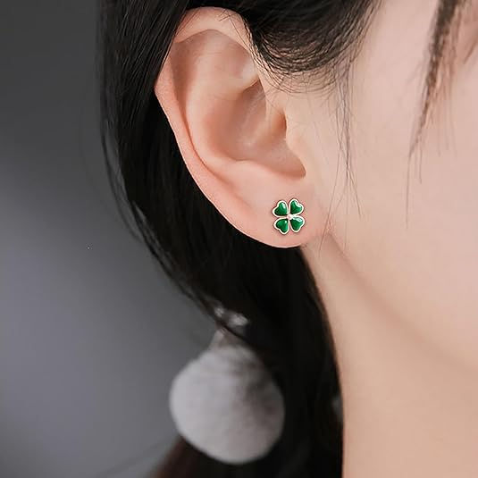 Rose Gold Plated Silver Leaf Stud Earrings for Women