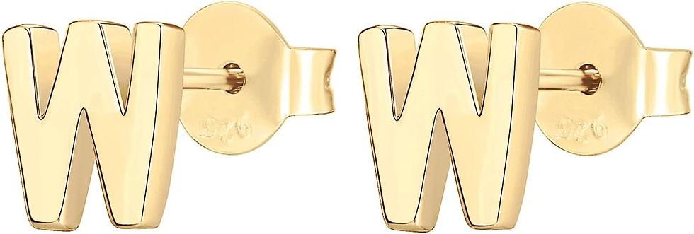 Gold Plated Silver W Stud Earrings for Women