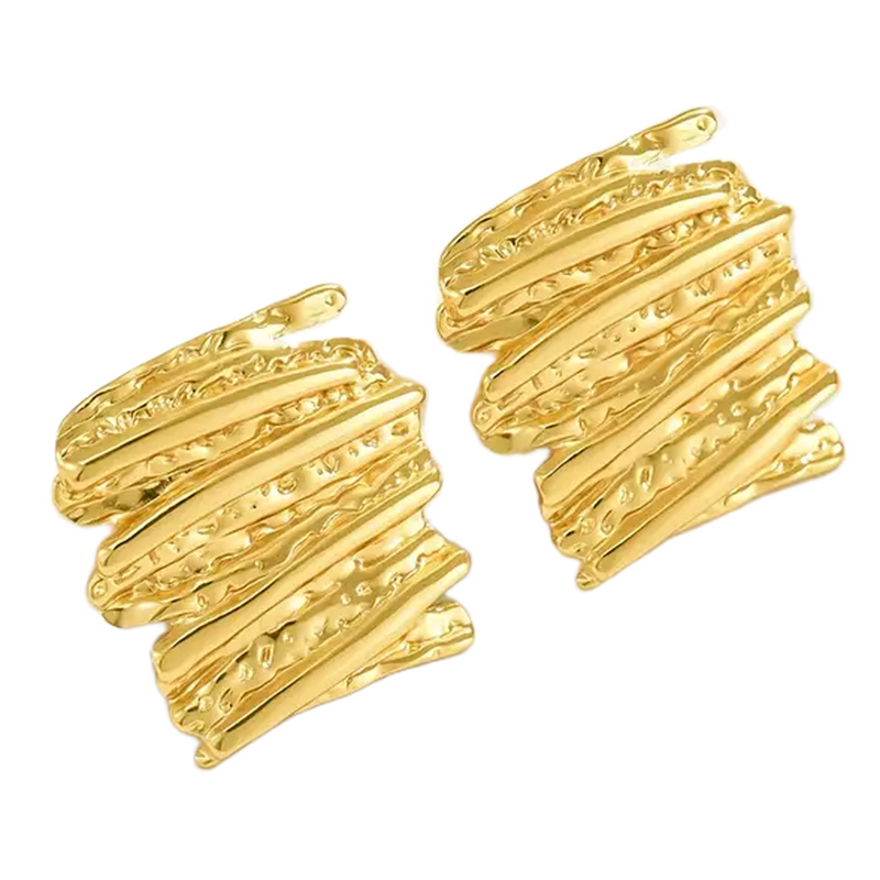 Gold Plated Silver Rectangle Stud Earrings for Women