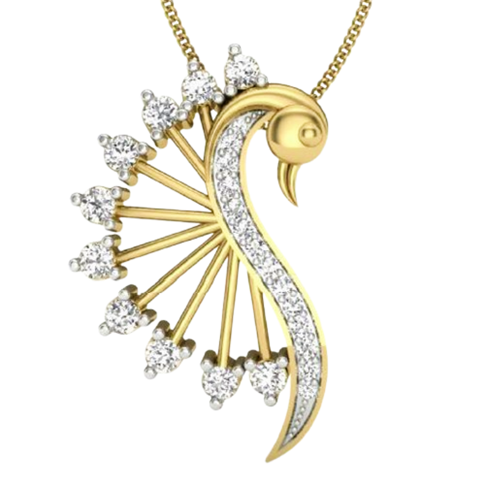 Moissanite Gold Plated Silver Swirling Mesh Pendant