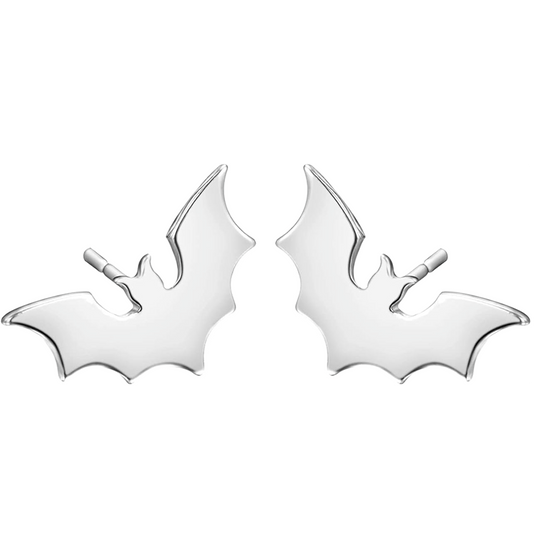 Sterling Silver Bat Stud Earrings for Women