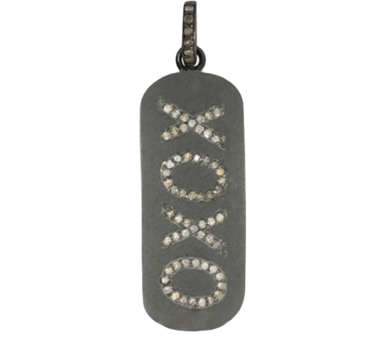 Moissanite Black Rhodium Plated Silver XOXO Pendant