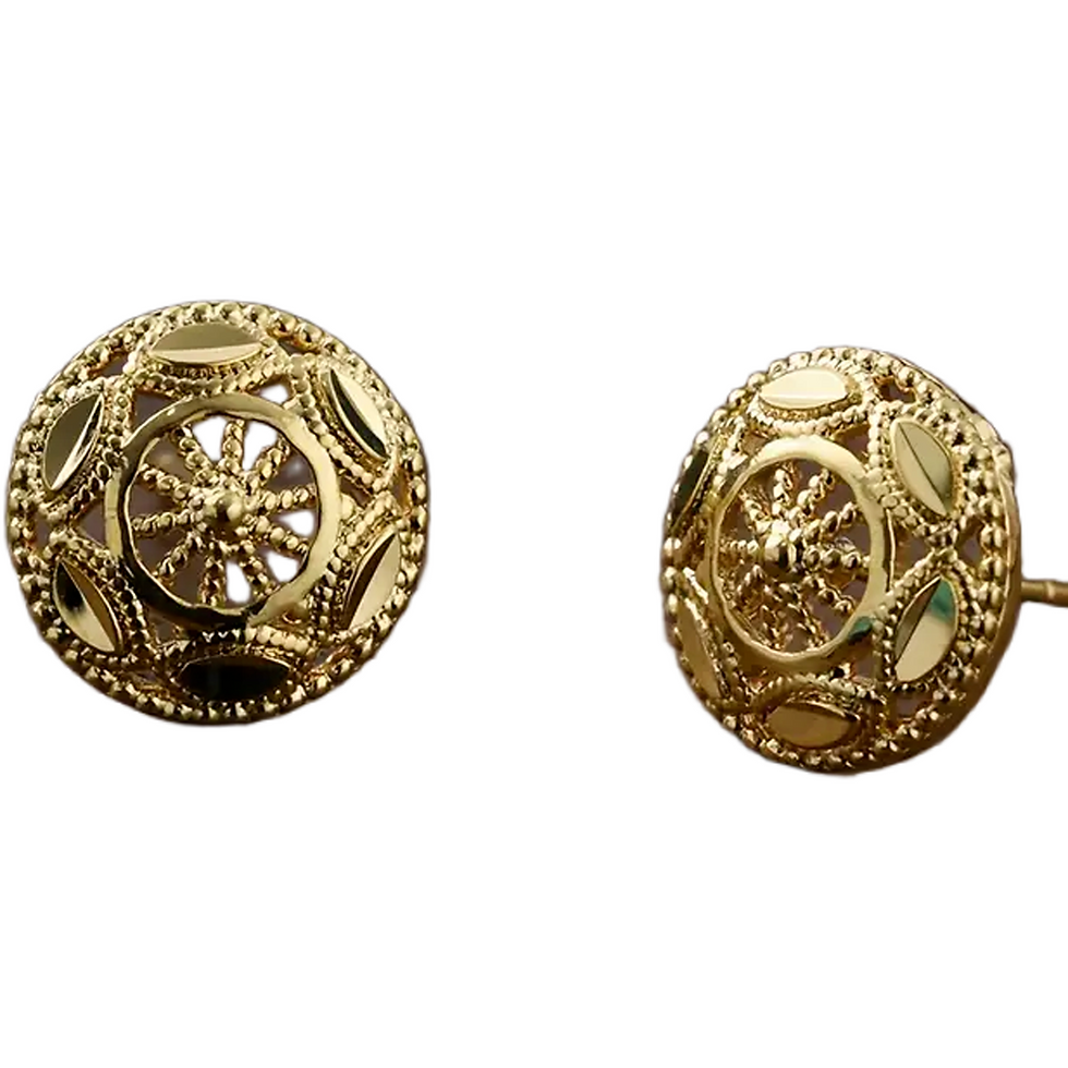 Gold Plated Silver Round Stud Earrings for Women