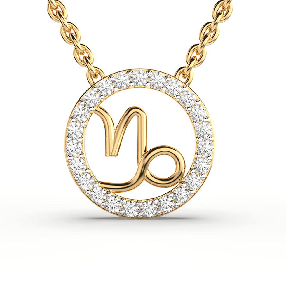 Moissanite Gold Plated Silver Capricorn Zodiac Pendant