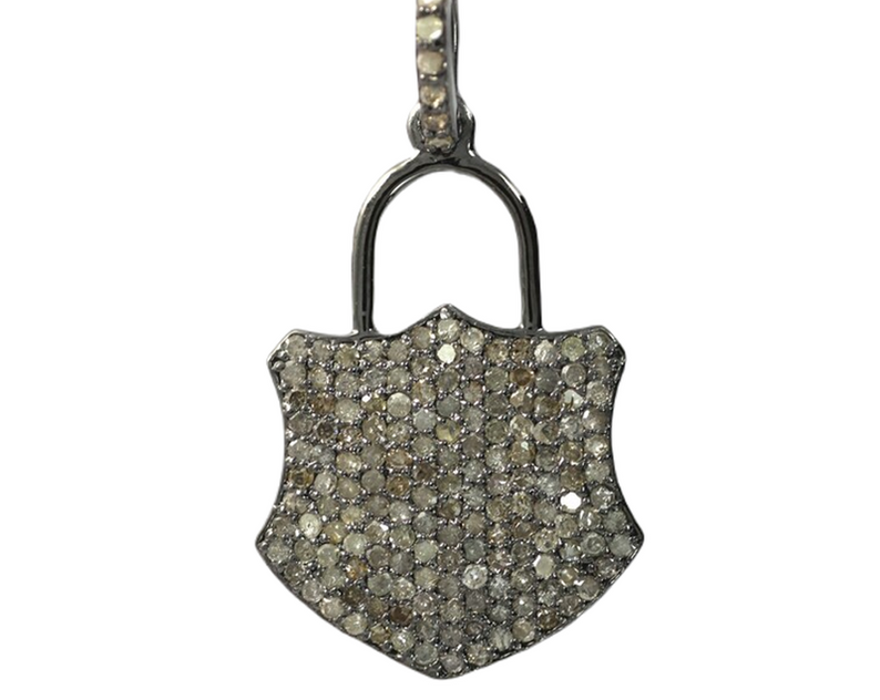 Moissanite Black Rhodium Plated Silver Lock Pendant