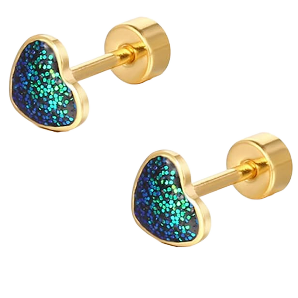 Gold Plated Silver Heart Stud Earrings for Women