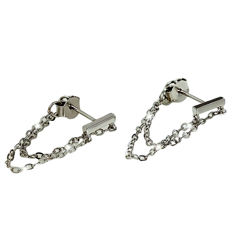 Sterling Silver Chain Stud Earrings for Women