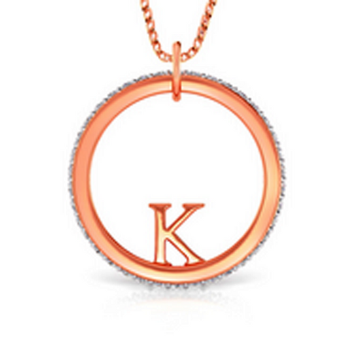 Moissanite Rose Gold Plated Silver Elegant Initial 'K' Circle Pendant