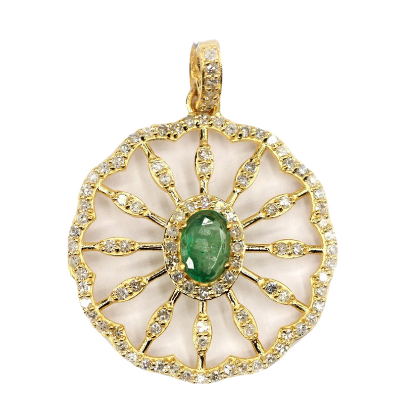 Moissanite Gold Plated Silver Flower Pendant