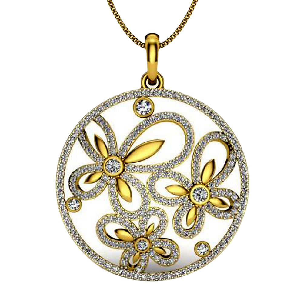 Moissanite Gold Plated Silver Structured Pendant