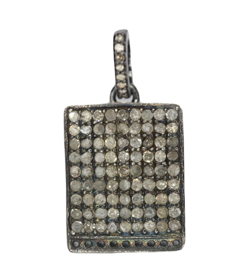 Moissanite Black Rhodium Plated Silver Rectangle Pendant