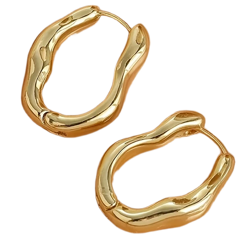 Gold Plated Silver Hoop Stud Earrings for Women