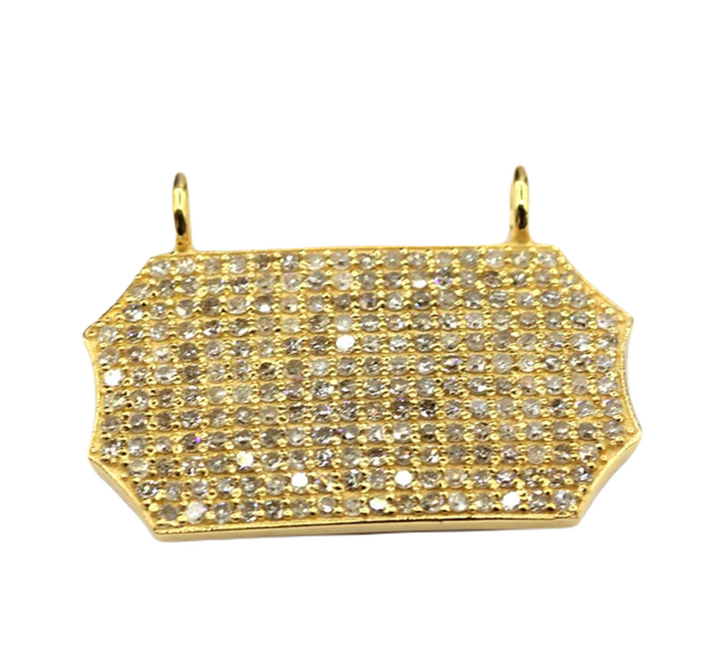 Moissanite Gold Plated Silver Art Deco Pendant